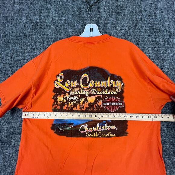 Harley Davidson Mens Low Country Charleston SC XL made USA Orange Tee Beefy-T - Picture 8 of 9